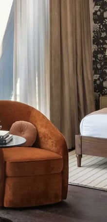 Forth Atlanta guest room – boutique hotel featured in hospitality marketing campaign by Gourmet Marketing